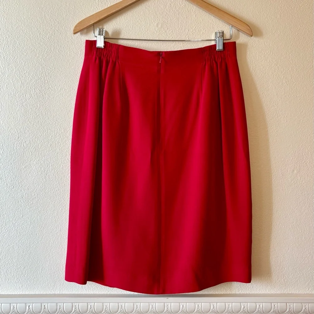 Vintage‎ Evan Picone red silk pencil skirt